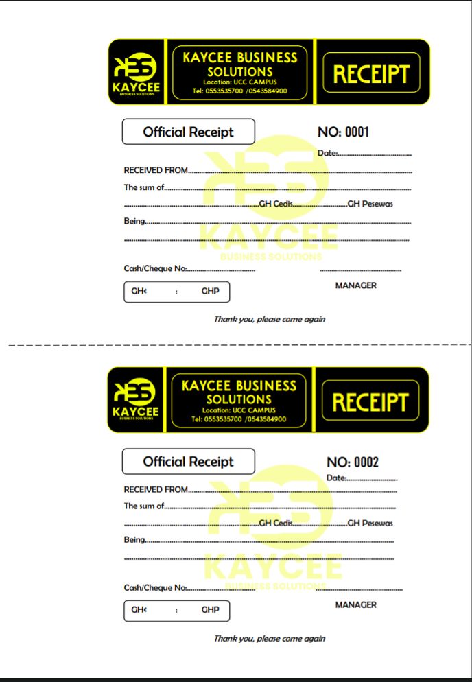 Receipts for Sales.